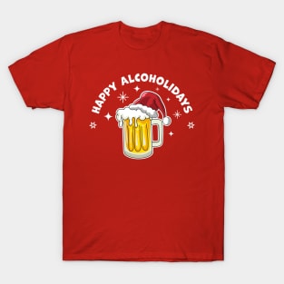 Happy Alcoholidays Funny Christmas / Holiday Beer Drinking T-Shirt